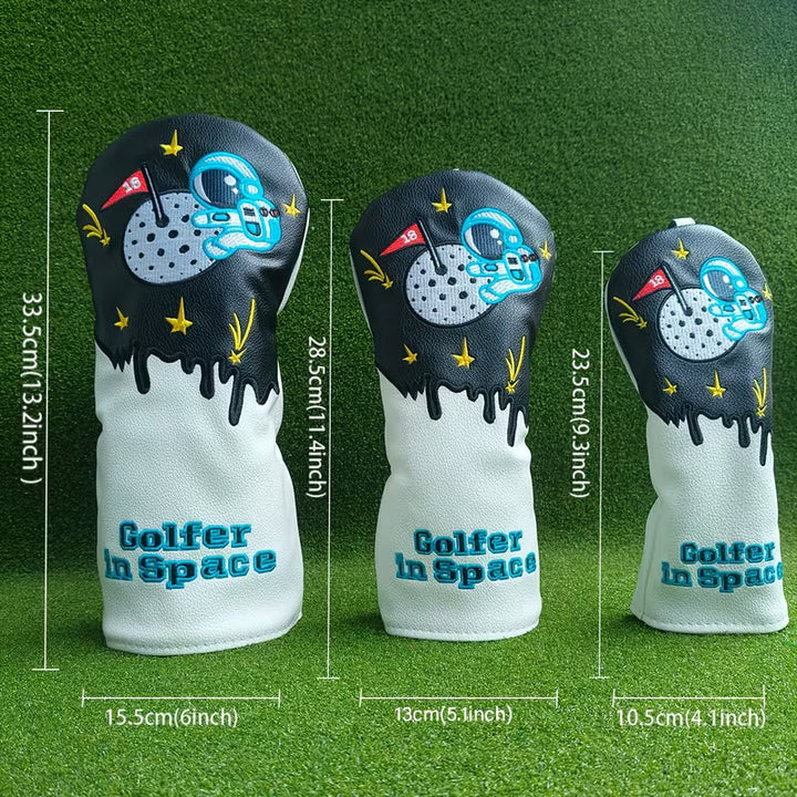 Golfer in Space Golf Headcover – Astronaut PU Leather (Driver, Fairway, Hybrid)