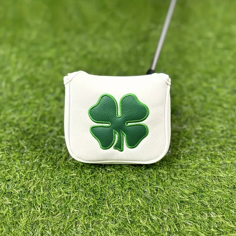 Lucky Clover Mallet Putter Cover – Embroidered Four-Leaf PU Leather