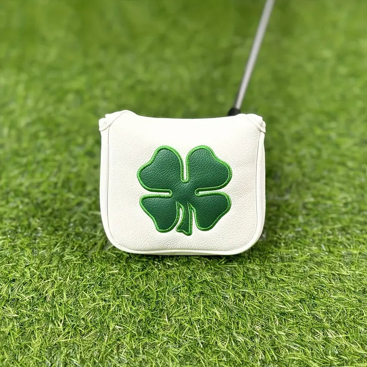Lucky Clover Mallet Putter Cover – Embroidered Four-Leaf PU Leather