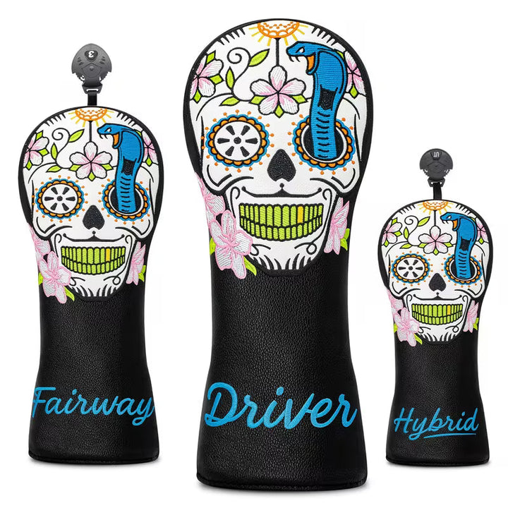 Sugar Skull & Cobra Golf Headcover – Day of the Dead PU Leather