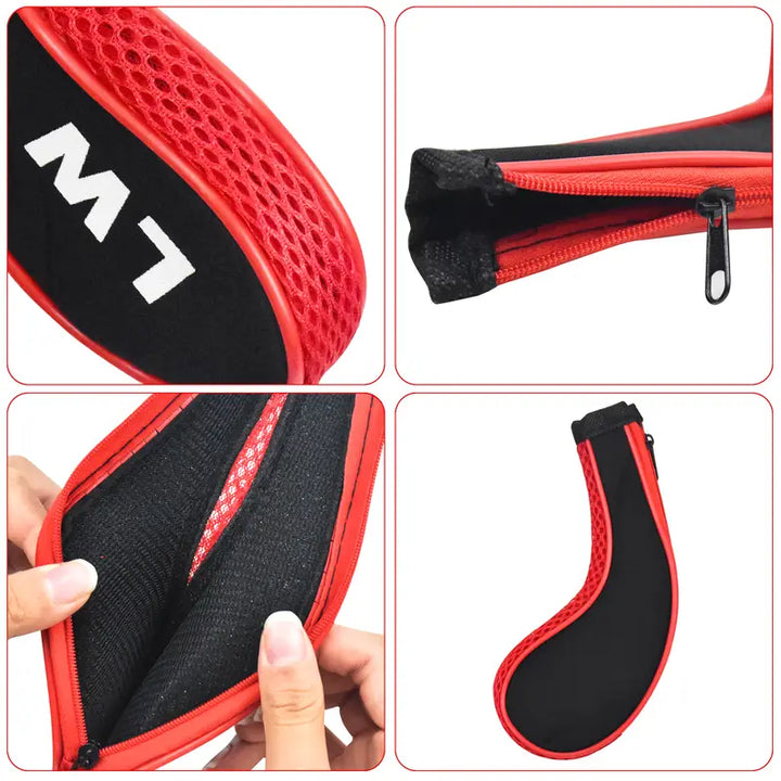 12-Piece Zippered Golf Iron Head Covers – Black & Red Mesh Set