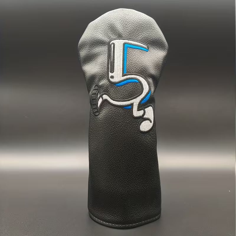 4-Piece Cartoon Walker Golf Headcover Set – Black PU Leather