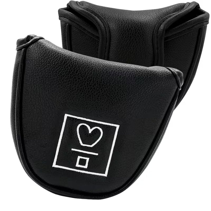 Black Mallet Putter Headcover – Heart Icon PU Leather with Plush Lining