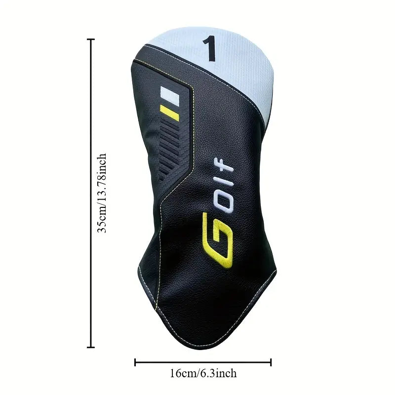 4-Piece Sport Edition Golf Headcover Set – Black & White PU Leather