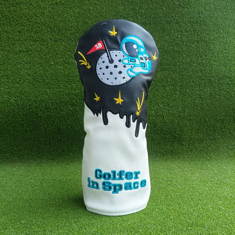 Golfer in Space Golf Headcover – Astronaut PU Leather (Driver, Fairway, Hybrid)