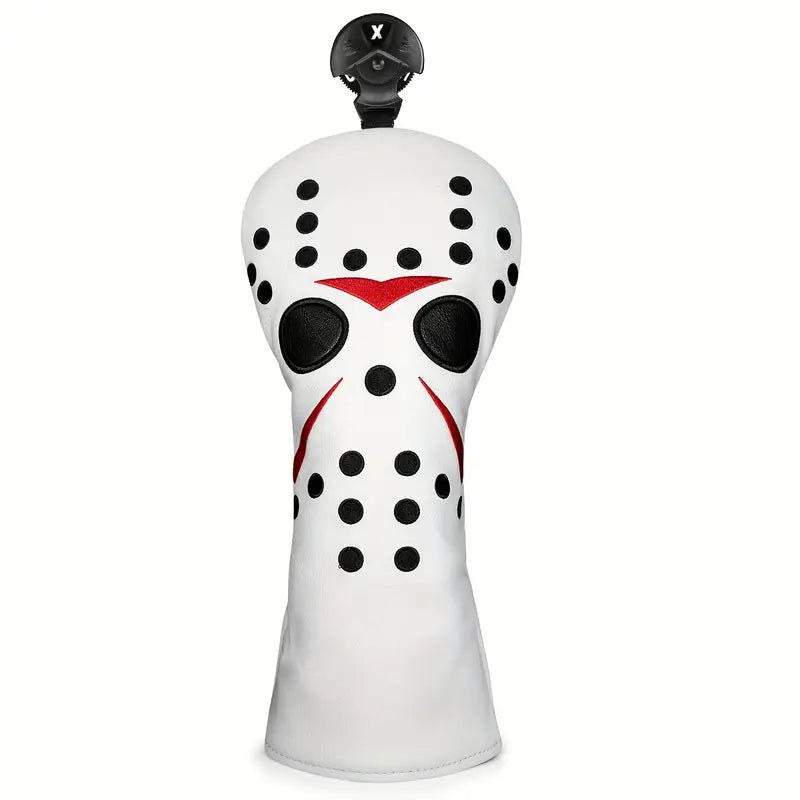 Horror Icon Golf Headcovers – White PU Leather Mask (Driver, Fairway, Hybrid)