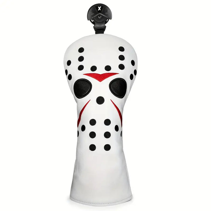 Horror Icon Golf Headcovers – White PU Leather Mask (Driver, Fairway, Hybrid)