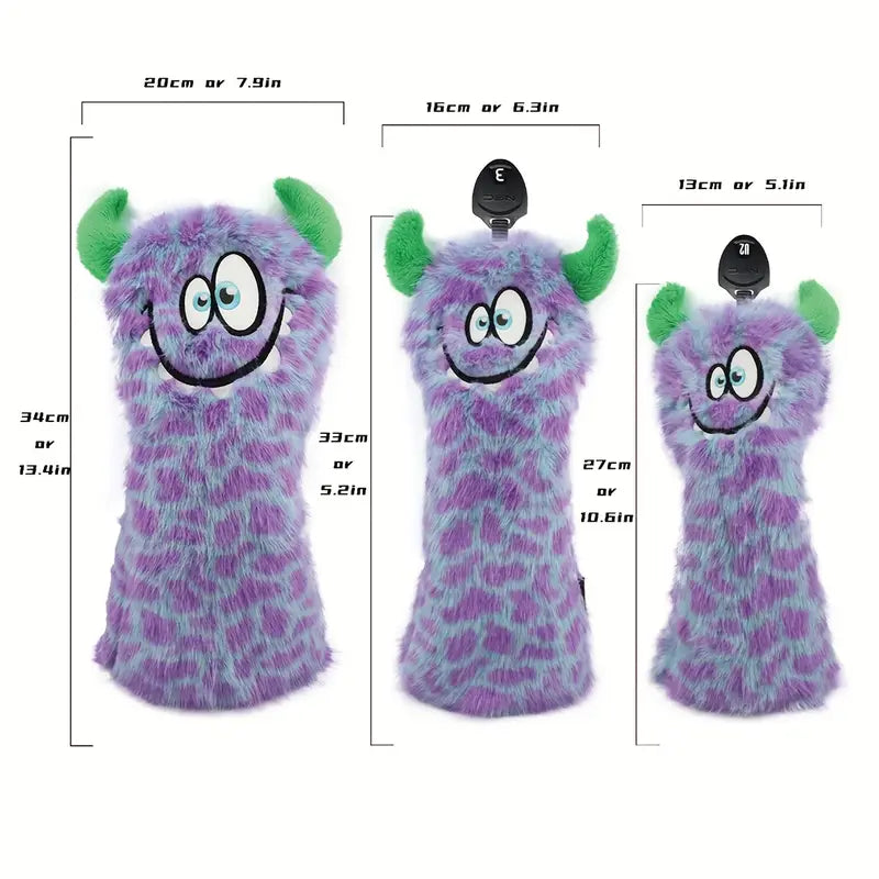 Funny Little Devil Plush Golf Headcovers – Purple (Driver, Fairway, Hybrid)