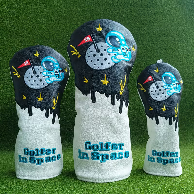 Golfer in Space Golf Headcover – Astronaut PU Leather (Driver, Fairway, Hybrid)