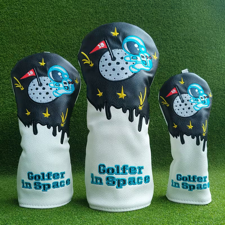 Golfer in Space Golf Headcover – Astronaut PU Leather (Driver, Fairway, Hybrid)