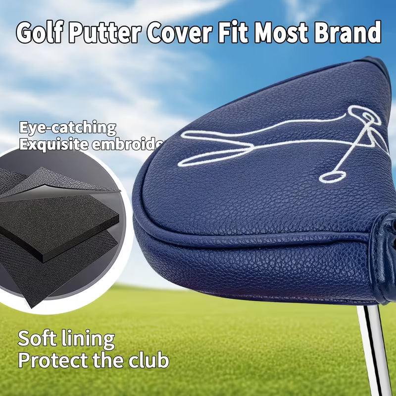 Navy Blue Mallet Putter Headcover – Golfer in Motion PU Leather