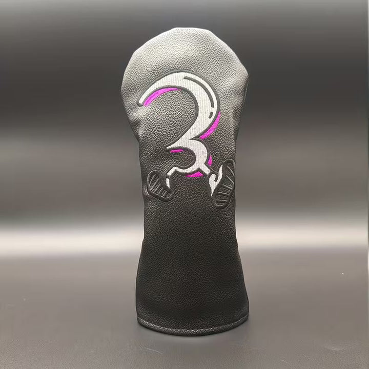 4-Piece Cartoon Walker Golf Headcover Set – Black PU Leather