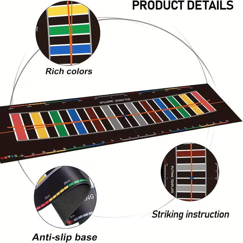 Golf Putting Alignment Mat – Stroke Trainer with Arc Path (80×20cm)