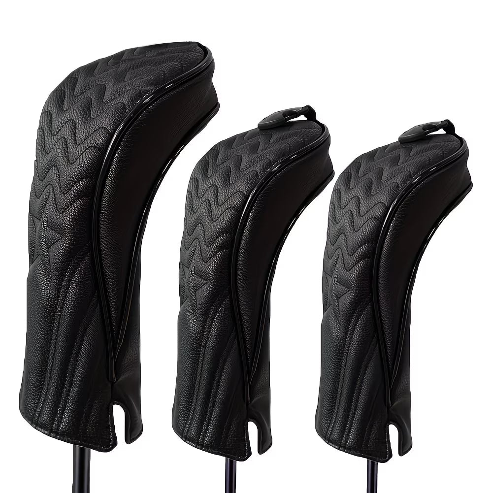 Grain Star Black Golf Headcover – Quilted PU Leather with ID Tags