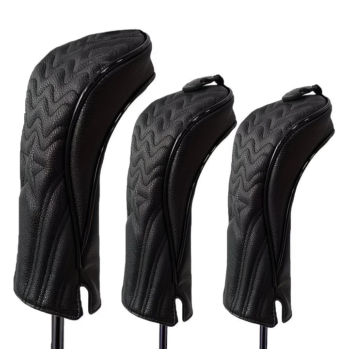 Grain Star Black Golf Headcover – Quilted PU Leather with ID Tags
