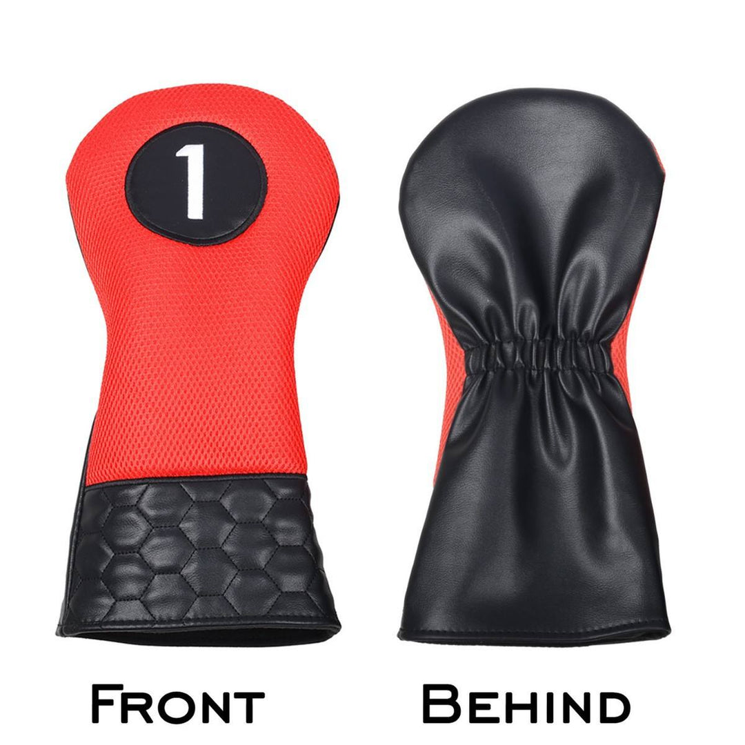 4-Piece Golf Wood Headcover Set – Driver, Fairway & Hybrid (Red Mesh)