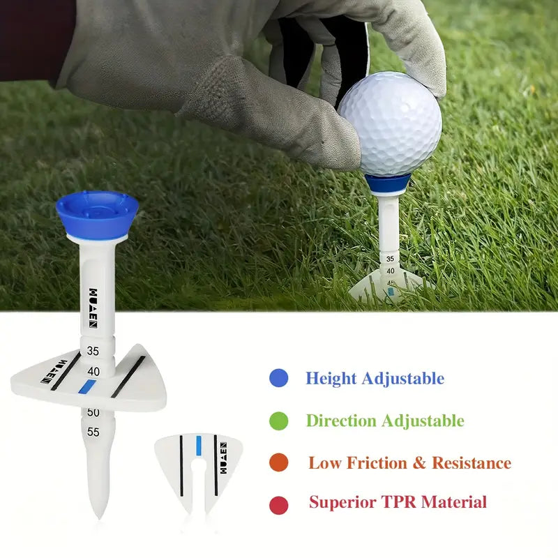 Adjustable Practice Golf Tees (8-Pack) – Silicone Aiming Guide & Height Control System