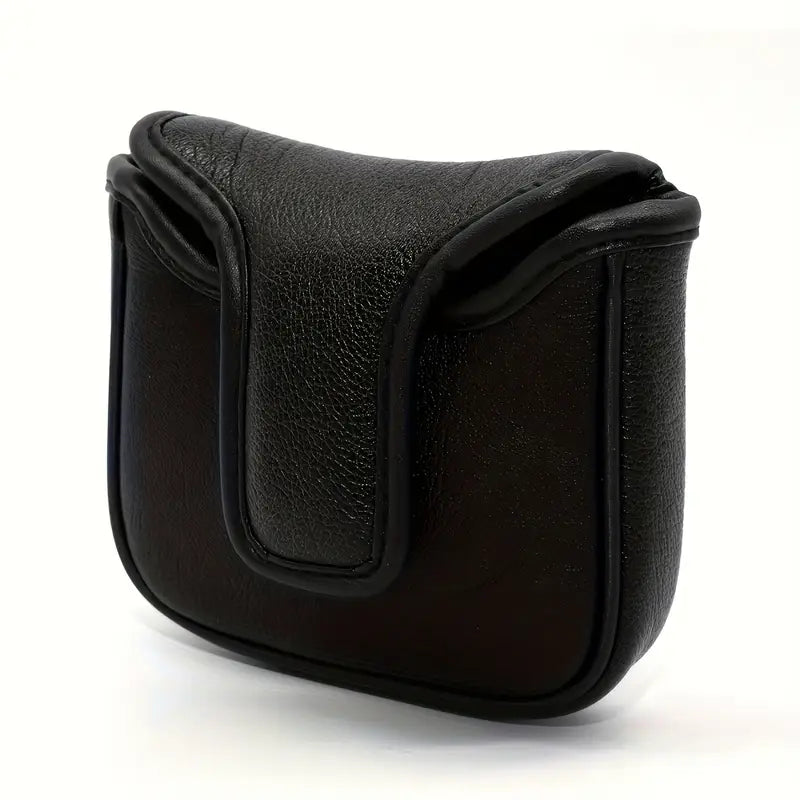 Premium Black Leather Mallet Putter Cover – Embroidered Skull Design with Magnetic Closure