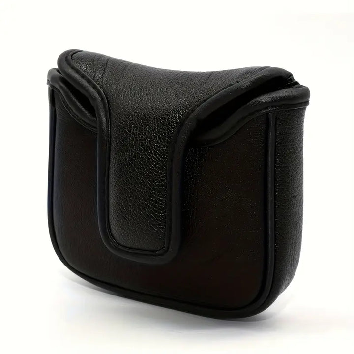Premium Black Leather Mallet Putter Cover – Embroidered Skull Design with Magnetic Closure