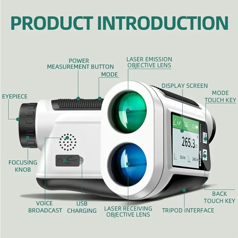 1000m Laser Golf Rangefinder – 6x Magnification, Slope & Flag-Lock