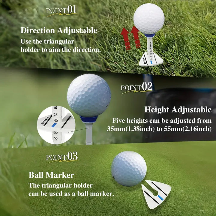 Adjustable Practice Golf Tees (8-Pack) – Silicone Aiming Guide & Height Control System