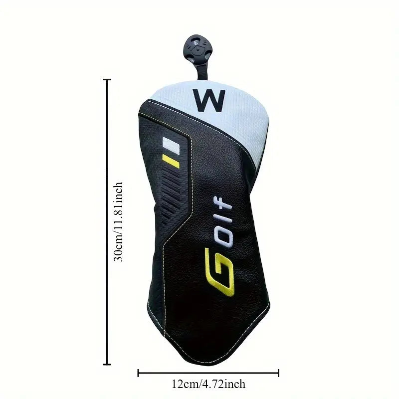 4-Piece Sport Edition Golf Headcover Set – Black & White PU Leather