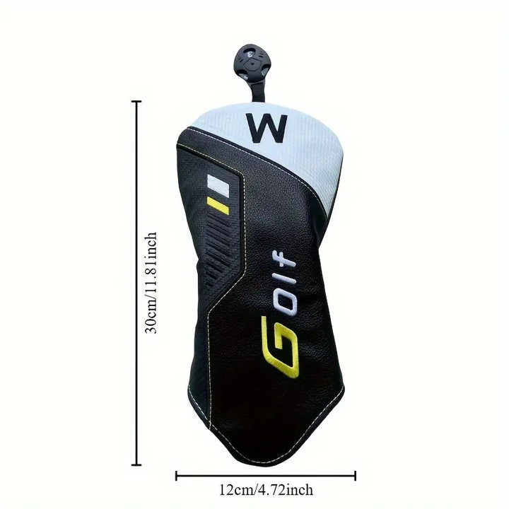 4-Piece Sport Edition Golf Headcover Set – Black & White PU Leather