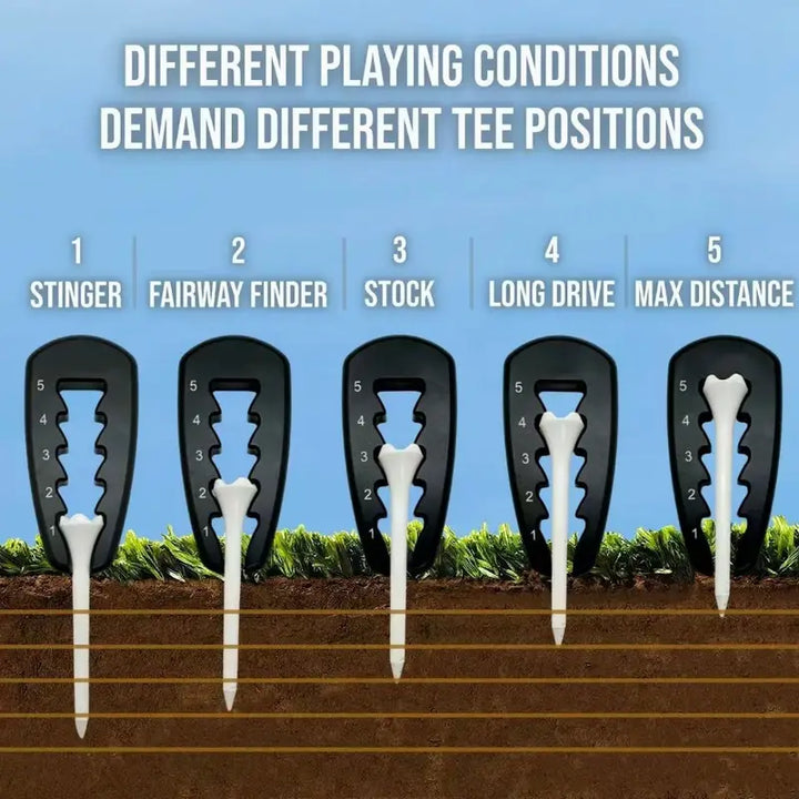 5-Position Adjustable Golf Tee Tool – Precision Height Gauge for Consistent Launch