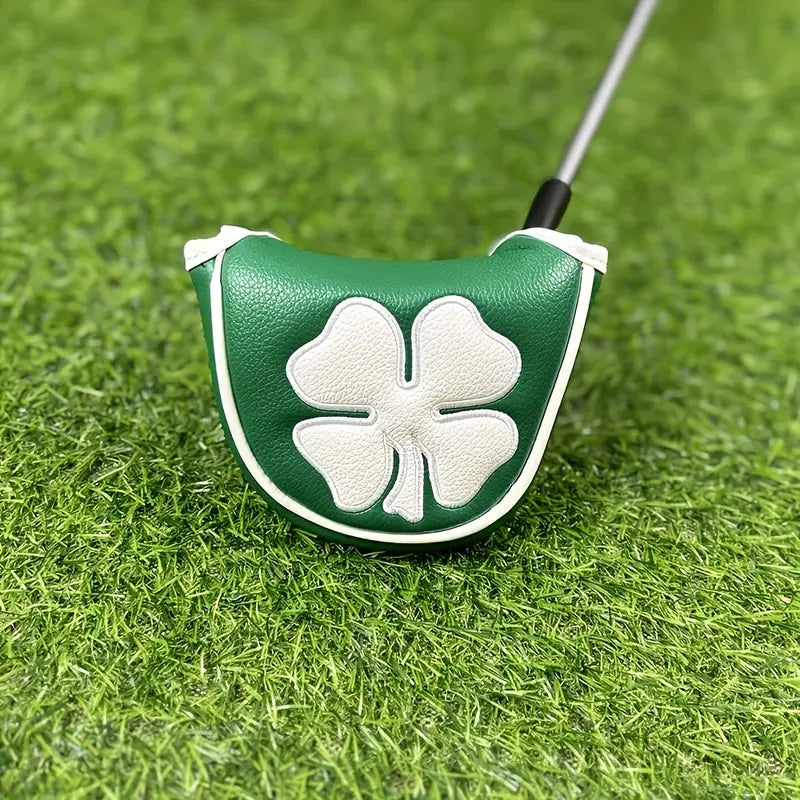 Lucky Clover Mallet Putter Cover – Embroidered Four-Leaf PU Leather