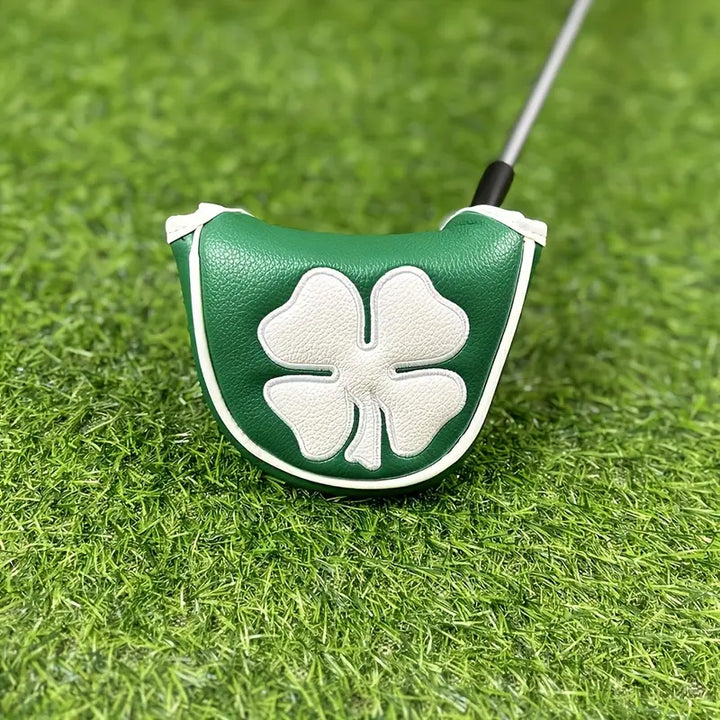 Lucky Clover Mallet Putter Cover – Embroidered Four-Leaf PU Leather