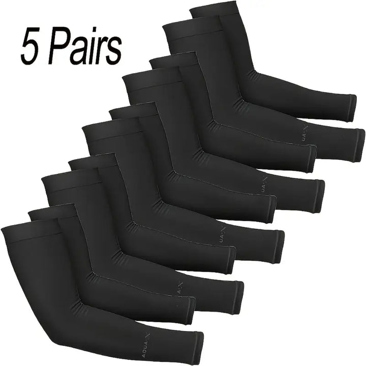 Cooling Arm Protective Sleeves (5-Pack) – UPF 50+ UV Sun Shield & Breathable Compression
