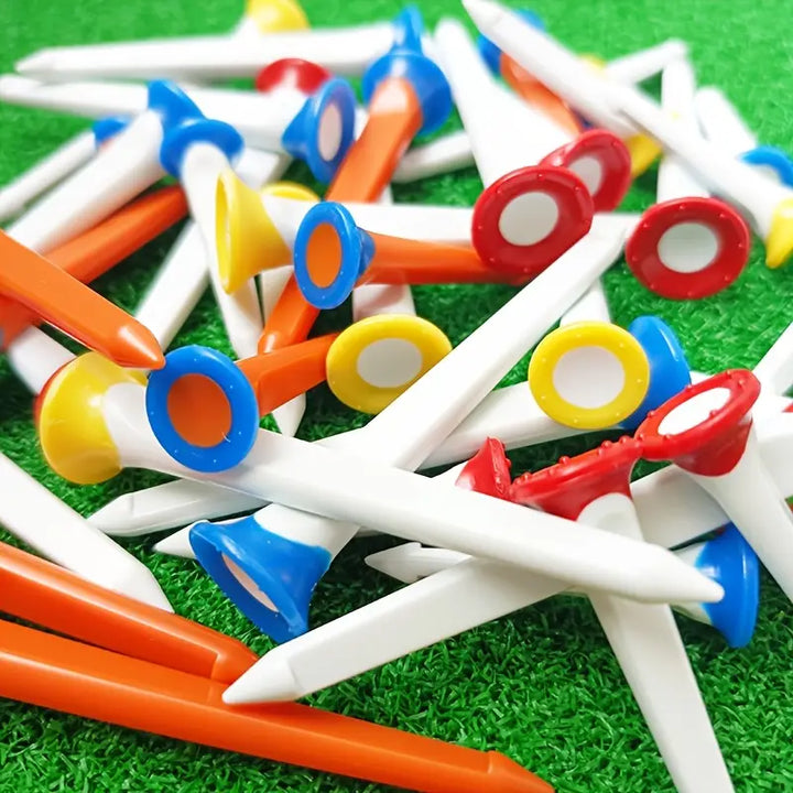 Professional Golf Tees (15-Pack) – 80mm Durable Plastic Driver Tees (Mixed Colors)