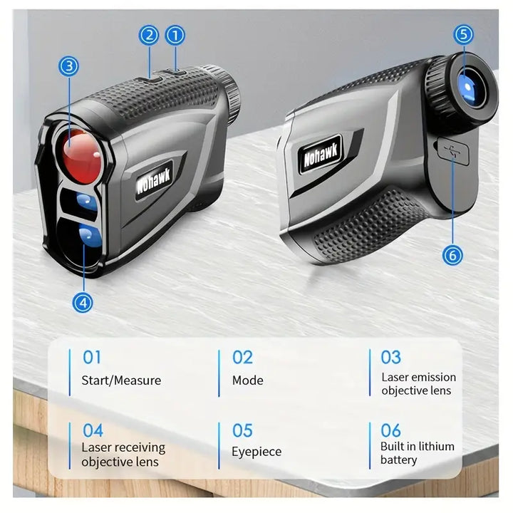 600m Rechargeable Golf Laser Rangefinder – Precision 6x Magnification with Slope & Flag-Lock Vibration
