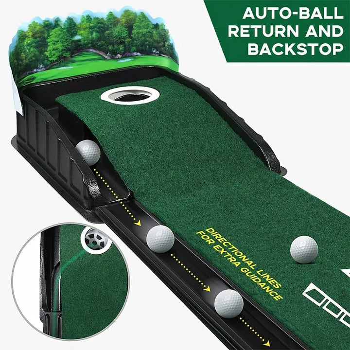 Golf Putting Mat with Auto Ball Return – Indoor Practice Green