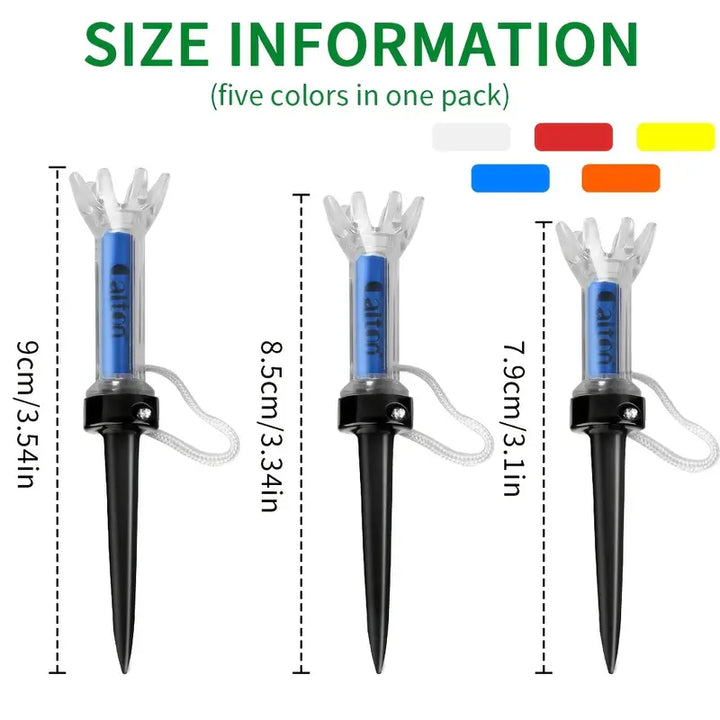 Magnetic Golf Tees (5-Pack) – 79mm Low Resistance Tees with Anti-Loss Tether