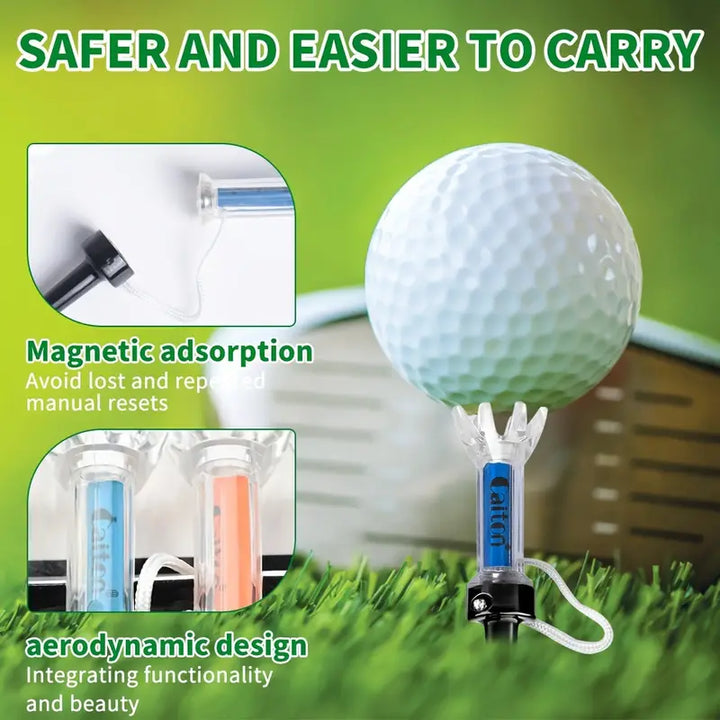 Magnetic Golf Tees (5-Pack) – 79mm Low Resistance Tees with Anti-Loss Tether