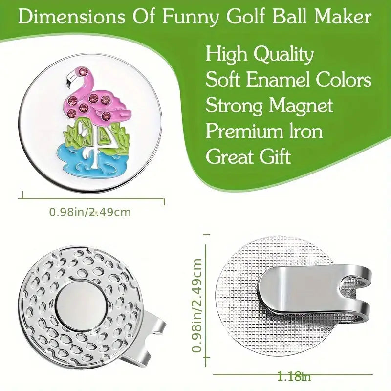 "Pink Flamingo" Magnetic Golf Ball Marker & Hat Clip – Tropical Crystal Design