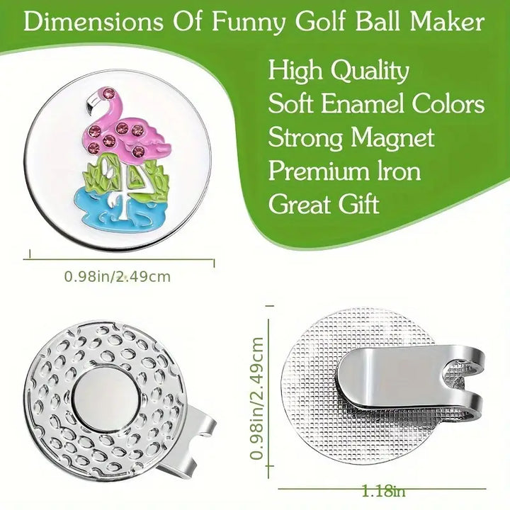 "Pink Flamingo" Magnetic Golf Ball Marker & Hat Clip – Tropical Crystal Design