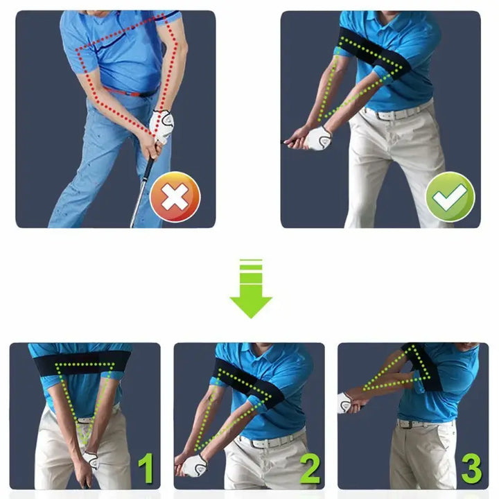 Golf Swing Trainer Arm Band – Durable Elastic Connection & Posture Corrector