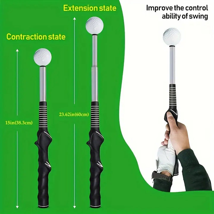 Telescopic Golf Swing Trainer & Warm-Up Stick – Rhythm, Tempo & Grip Aid