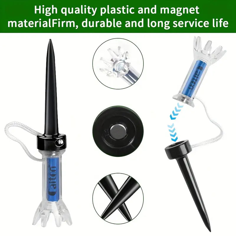 Magnetic Golf Tees (5-Pack) – 85mm Low Resistance Tees with Anti-Loss Tether